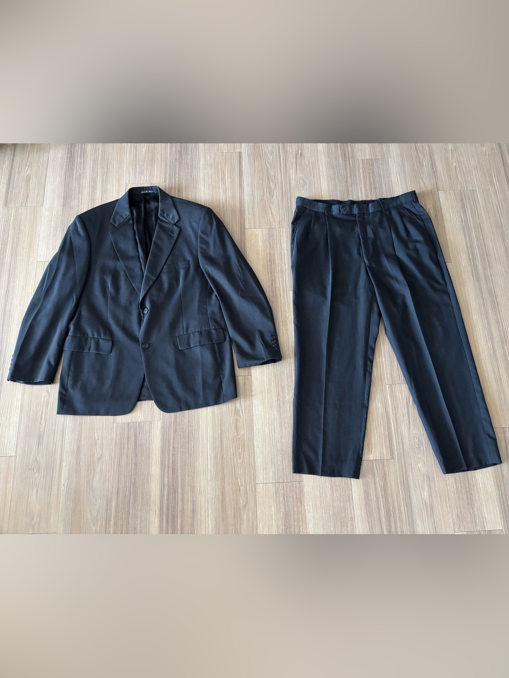 Vintage Roundtree & Yorke Suit Jacket Pants Set Gray Wool Men 42R Trousers 36X28